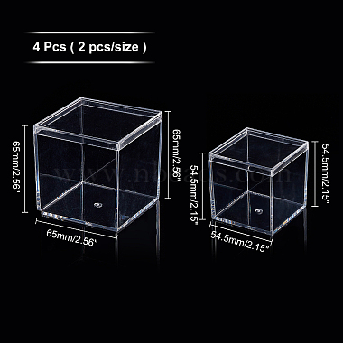 arricraft 4個 2 スタイルの正方形のリサイクル可能なプラスチックの透明なギフト ボックス(CON-AR0001-07)-5