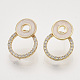 Brass Micro Pave Clear Cubic Zirconia Stud Earring Findings(KK-T054-39G-NF)-1