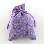 Polyester Imitation Burlap Packing Pouches Drawstring Bags, Lilac, 13.5x9.5cm(X-ABAG-R004-14x10cm-08)