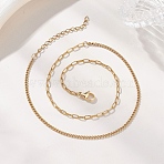 304 Stainless Steel Twisted Chain Paperclip Chain Necklaces, Golden, 15.75 inch(40cm)(NJEW-JN05781-02)