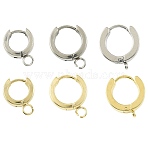16Pcs 201 Stainless Steel Huggie Hoop Earrings Findings, with Vertical Loop, with 316 Surgical Stainless Steel Earring Pins, Ring, Mixed Color, 11~15x11~13x4mm, Hole: 1.4~2.7mm, Pin: 1mm(STAS-FS0002-26A)