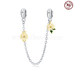 1Pc 925 Sterling Silver Crystla Rhinestone Sun Moon Charm European Safety Chains, with Alloy Chains, Rhodium Plated, with 925 Stamp, Platinum, 96mm(STER-HS0001-23)