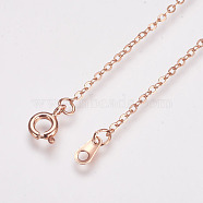 Brass Cable Chain Necklaces, Rose Gold, 18 inch, 2x1.5mm(X-SW028-RG)