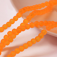 Transparent Glass Bead Strands, Frosted, Round, Dark Orange, 4mm, Hole: 1.1~1.6mm, about 200pcs/strand, 31.4 inch(X-GLAA-S031-4mm-33)