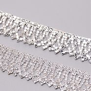 Brass Glass Rhinestone Strass Chains, for Sewing Wedding Decoration, with Spool, Crystal, 24x2.5mm(FIND-WH0091-25)