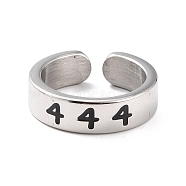 Angel Number Rings for Women, 304 Stainless Steel Enamel Cuff Finger Rings, Num.4, US Size 6 3/4(17.1mm)(RJEW-C016-01D-P)