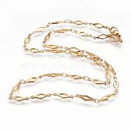 304 Stainless Steel Chain Necklaces, with Lobster Claw Clasps, Ion Plating (IP), Rhombus, Golden, 17.7 inch(45cm)(STAS-P164-35G)