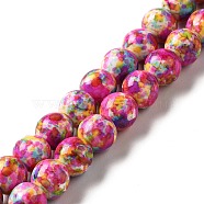 Synthetic Turquoise Dyed Beads Strands, Round, Fuchsia, 7~8x7~8mm, Hole: 1mm, about 50pcs/strand, 14.29~14.65''(36.3~37.2cm)(G-E594-24F)