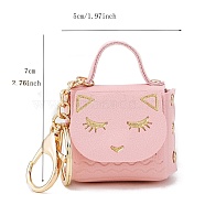 Cat Pattern PU Leather Mini Coin Purse Charm Keychain, Wallet Pouch, Portable Storage Bag for Women, Pink, 5x5cm(PW-WG57425-03)