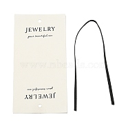 Polyester Display Cards, for Jewelry Accessoris Display, Rectangle with Word Jewelry, Old Lace, 13x6.5x0.01cm, Hole: 5mm(FIND-D031-01)