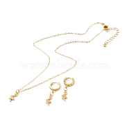 Earring & Necklace Sets, with Brass Cable Chains & Curb Chains & Brass Huggie Hoop Earring Findings, 304 Stainless Steel Lobster Claw Clasps and Brass Micro Pave Clear Cubic Zirconia Pendants, Snake, Golden, 16.3 inch(41.5cm)(SJEW-JS01194)