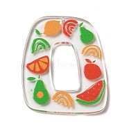 Printed Acrylic Pendants, Trapezoid, Colorful, Fruit, 39.5x33x2.5mm, Hole: 1.6mm(OACR-B015-03A)