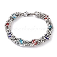 Non-Tarnish 201 Stainless Steel Rope Chain Bracelets, Colorful, 8-1/2 inch(21.5cm), Wide: 10mm(BJEW-R313-08C-P)