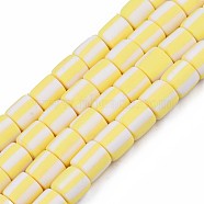 Handmade Polymer Clay Bead Strands, Column, Yellow, 6x6mm, Hole: 1.5mm, about 63pcs/strand, 15.55 inch~15.94 inch(39.5~40.5cm)(CLAY-T020-12I)