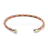 Stainless Steel Cuff Bangle Making, with Golden Tone Brass Finding, for Half Drilled Beads, Colorful, Inner Diameter: 1-3/4x2-3/8 inch(4.6x6cm), Pin: 1mm(MAK-C004-01G-21)