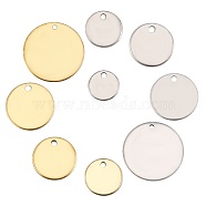 304 Stainless Steel Pendants, Blank Stamping Tag, Flat Round, Golden & Stainless Steel Color, 8~20x0.8~1mm, Hole: 1~1.6mm, 40pcs/box(STAS-SC0001-51GP)