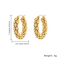 304 Stainless Steel Hoop Earrings for Women, Golden, 12x5mm(KF1532-2)