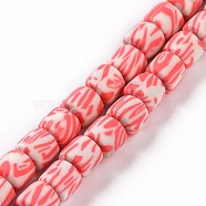 Handmade Polyester Clay Beads Strand, Column, Tomato, 6~7x6~6.5mm, Hole: 1.6~2mm, about 61~62pcs/strand, 15.75''(40cm)(CLAY-P001-01B)