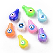 Enamel Beads, with ABS Plastic Imitation Pearl Inside, Teardrop with Evil Eye, Mixed Color, 18x11.5x9mm, Hole: 0.9mm(KY-E006-05)