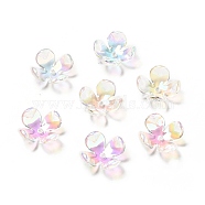 Transparent Acrylic Flower Bead Caps, AB Color, 4-Petal Flower, Colorful, 16.5x16.5x6mm, Hole: 1.8mm(X-MACR-C009-15)
