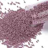 TOHO Round Seed Beads, Japanese Seed Beads, (PF553) PermaFinish Pink Lilac Metallic, 8/0, 3mm, Hole: 1mm, about 222pcs/10g(X-SEED-TR08-PF0553)