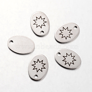 Spray Painted Stainless Steel Pendants, Oval with Star Pattern, Stainless Steel Color, 17x12x1mm, Hole: 2mm(STAS-I048-I09)
