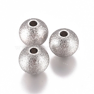 304 Stainless Steel Beads, Textured, Rondelle, Stainless Steel Color, 8x7mm, Hole: 2mm(STAS-G225-35P-04)