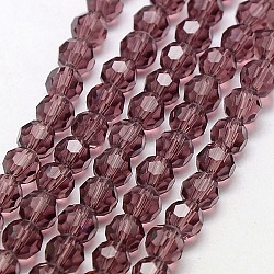 Glass Beads Strands, Faceted(32 Facets), Round, Purple, 8mm, Hole: 1mm, about 70~72pcs/strand, 22.6 inch(X-EGLA-J042-8mm-06)