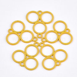 Spray Painted Alloy Links, Three Rings, Gold, 21x23x1.5mm, Hole: 2mm(X-PALLOY-T067-19F)