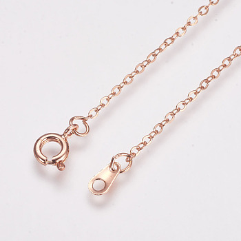 Brass Cable Chain Necklaces, Rose Gold, 18 inch, 2x1.5mm