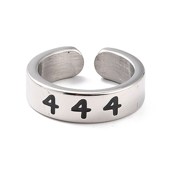 Angel Number Rings for Women, 304 Stainless Steel Enamel Cuff Finger Rings, Num.4, US Size 6 3/4(17.1mm)