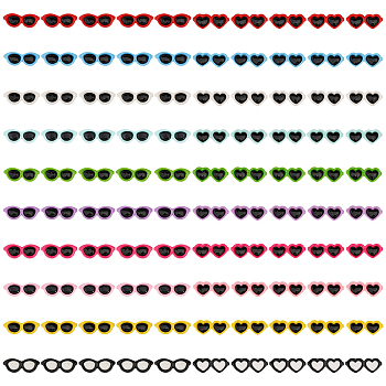 100Pcs 20 Colors Opaque Resin Cabochons, Heart Shaped Glasses, for Jewelry Making, Mixed Color, 39x14.5x3mm, 5pcs/color