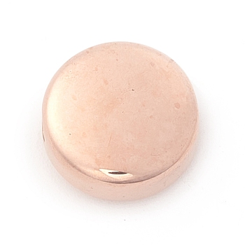 Ion Plating(IP) 304 Stainless Steel Beads, Flat Round, Rose Gold, 12x5mm, Hole: 2mm