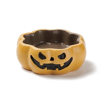 Halloween Theme Mini Resin Home Display Decorations, Pumpkin Jack-O'-Lantern Tray, Sandy Brown & Black, 42x16mm