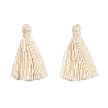 Polycotton(Polyester Cotton) Tassel Pendant Decorations, Blanched Almond, 18~21x5~6mm
