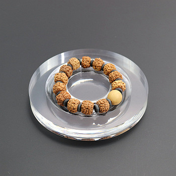 Flat Round Transparent Acrylic Single Bracelet/Bangle Display Tray, Bracelet Jewelry Organizer Holder, Clear, 12x1.4cm, Slot: 2.1cm