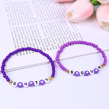 New Purple Soft Ceramic Letter Bracelet