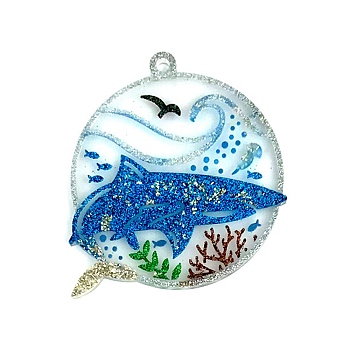 DIY Ocean Theme Pendant Silicone Molds, Resin Casting Molds, for UV Resin, Epoxy Resin Jewelry Making, Shark Pattern, 91x94x6mm, Hole: 1.8mm