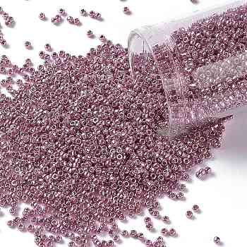TOHO Round Seed Beads, Japanese Seed Beads, (PF553) PermaFinish Pink Lilac Metallic, 8/0, 3mm, Hole: 1mm, about 222pcs/10g