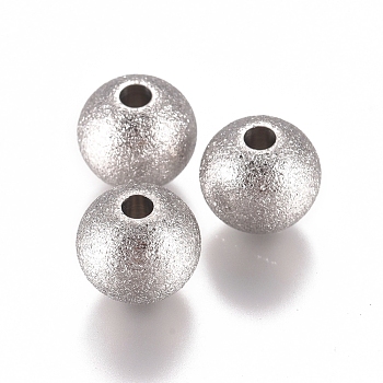 304 Stainless Steel Beads, Textured, Rondelle, Stainless Steel Color, 8x7mm, Hole: 2mm
