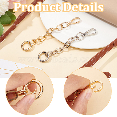 WADORN 2Pcs 2 Colors Iron Cable Chain Purse Strap Extenders(IFIN-WR0001-11B)-4