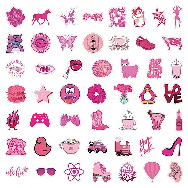 Hot Pink Plastic Stickers