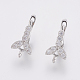 Brass Micro Pave Cubic Zirconia Hoop Earring Findings with Latch Back Closure(ZIRC-K075-37P)-1