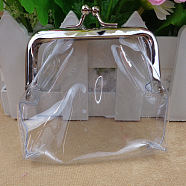 Transparent Trapezoid PPC Doll Handbag, with Platinum Tone Iron Purse Frame, American Girl Doll Accessories Supplies, Clear, 70x90mm(DOLL-PW0006-014A-06)
