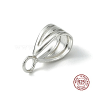 Rhodium Plated 925 Sterling Silver Pendant Bails, with S925 Stamp, Platinum, 13.5x7.5x5mm, Hole: 2mm and 6x8mm(X-STER-F036-09P-7x13mm)