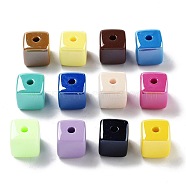 Opaque Acrylic Beads, Cube, Mixed Color, 14.5x14.5x14.5mm, Hole: 3.8mm(OACR-Z017-07B)