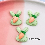 Opaque Resin Cabochons, for Hair Accessories, Rabbit with Carrot, Light Green, 22x17mm(OHAR-PW0001-490C)