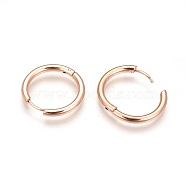304 Stainless Steel Hoop Earrings, Manual Polishing Huggie Earrings, Rose Gold, 10 Gauge, 17x2.5mm, Pin: 0.9mm(±0.1mm), Inner Diameter: 12mm(EJEW-P177-RG-15)