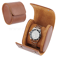 Imitation Leather Watch Package Boxes, with Buckles, Oval, Camel, 10.1x8.5x7.4cm(CON-WH0086-027)