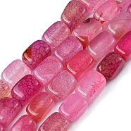 Natural Agate Beads Strands, Dyed & Heated, Rectangle, Hot Pink, 12~13x9~10x7~8mm, Hole: 1.5mm, about 28pcs/strand, 14.17 inch(36cm)(G-G998-A01-A)